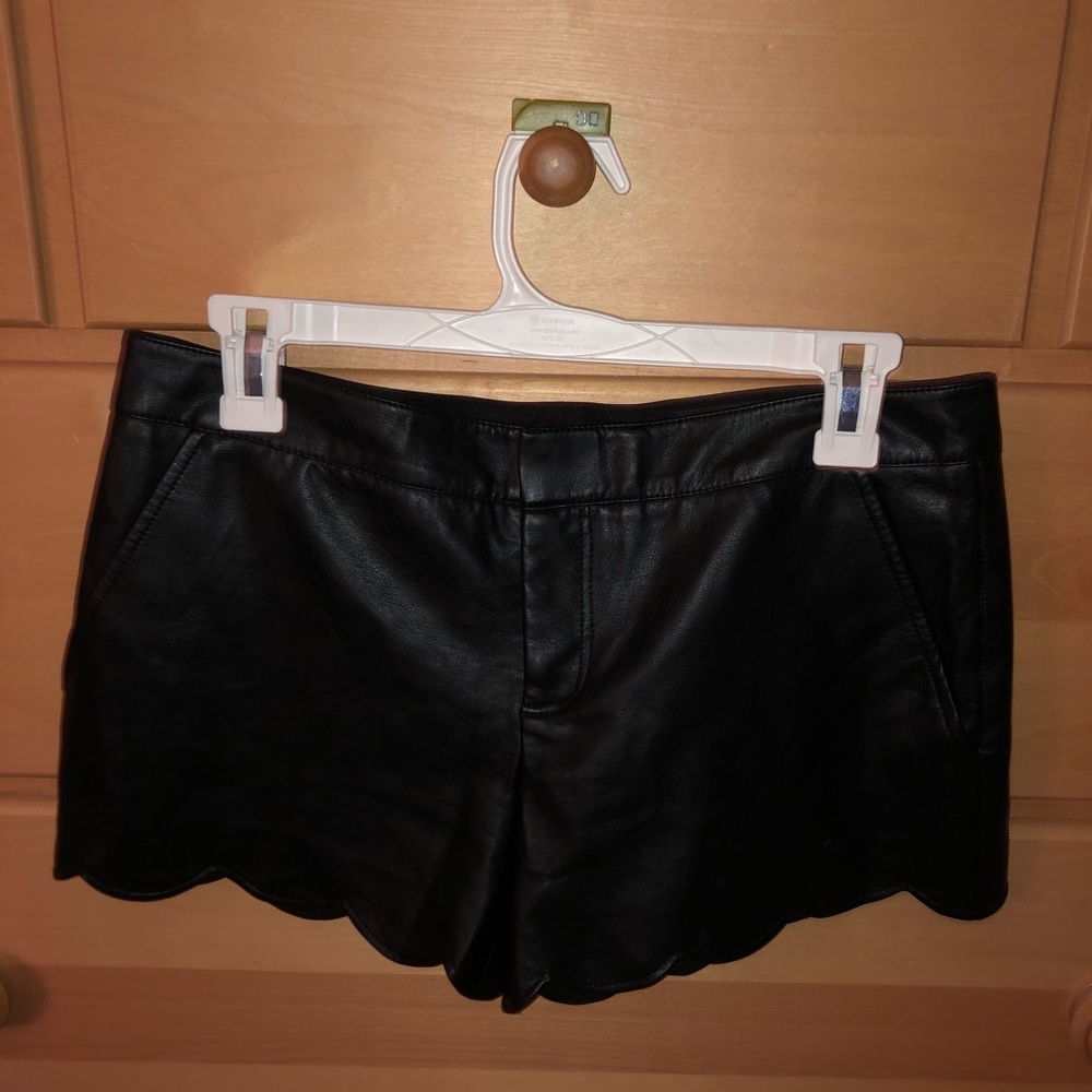 Club Monaco scalloped leather shorts